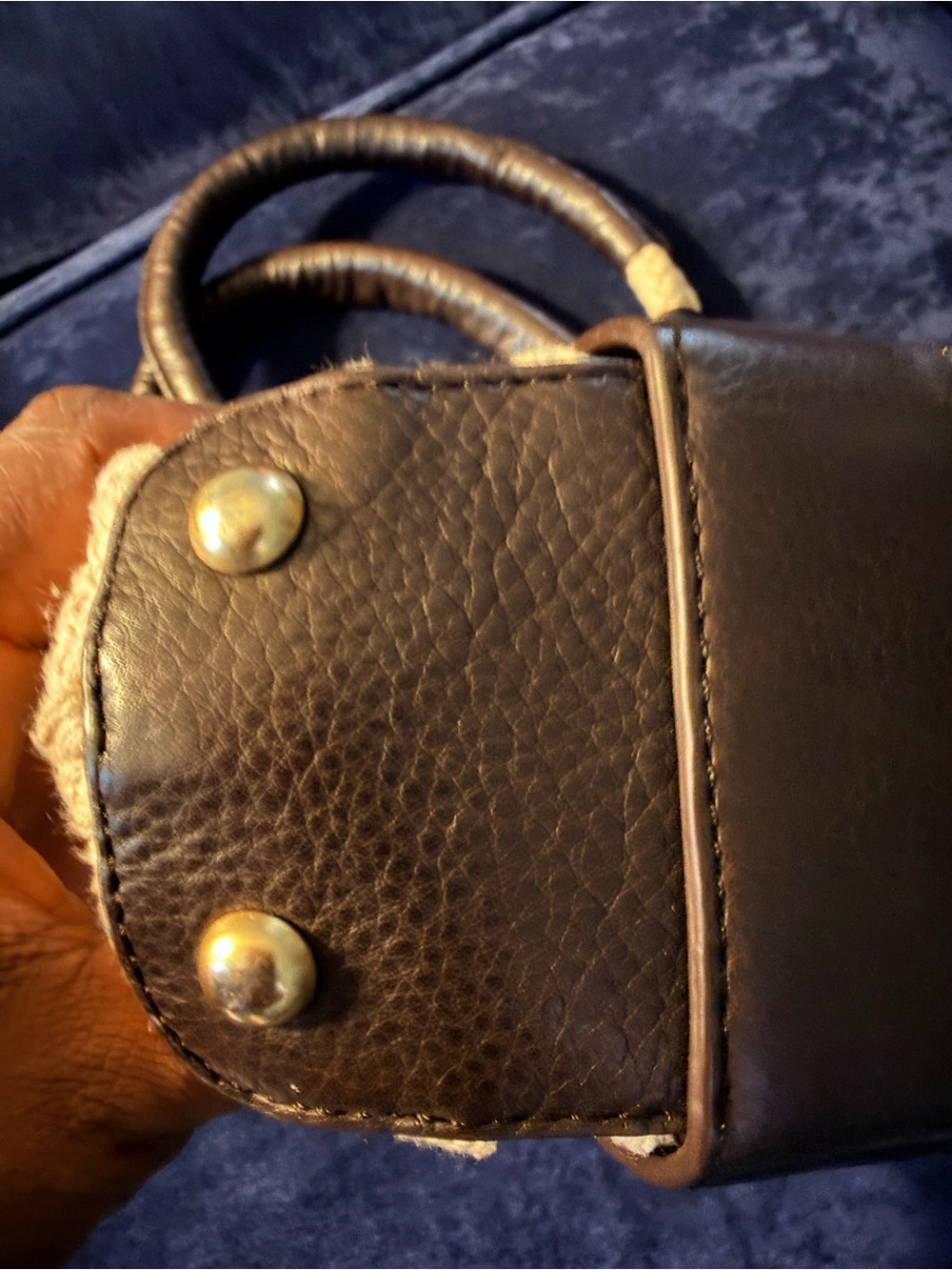 Sigrid Olsen Cream Woven Tote with Brown Leather Trim - Picture 5 of 7